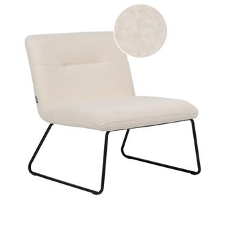 Beliani Beliani - Silla Sill&oacute;n Asiento Ancho Dise&ntilde;o Cl&aacute;sico Vintage Estructura De Metal Negro Tapicer&iacute;a Boucl&eacute; Blanco Cotulla