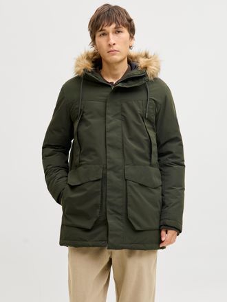 Jack & Jones Parka JACK & JONES JJCAMP FAUX FUR PARKA BF, Herren, Gr. XXL, rosin, Web, Obermaterial: 100% Polyester, unifarben, regular fit normal, Jacken Parka