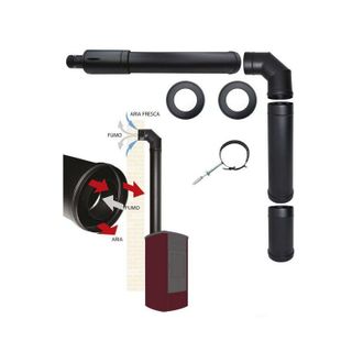 MBM kit coassiale con uscita superiore per stufe a pelet, tubi da 80 mm