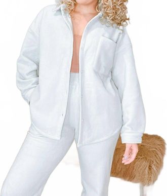 Le Lis Blanc Deux Amina Fleece Shacket In Sage