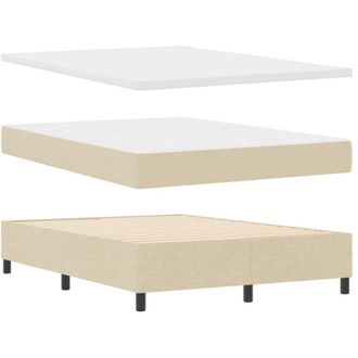vidaXL Cama Tipo Box Spring Con Colch&oacute;n Crema 140 X 200 Cm Tela Vidaxl