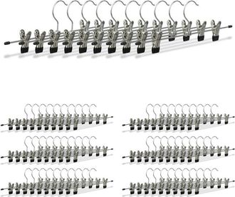 Relaxdays Set De 70 Perchas Para Pantalones, Ajustables, Regulable, Ganchos, Negro Y Plateado, 9 X 35,5 X 2,5 Cm