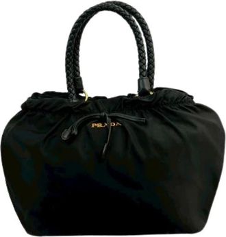Prada Pre-owned Bucket Bags, female, Black, Size: ONE SIZE Pre-owned Nylon Bucket Bag