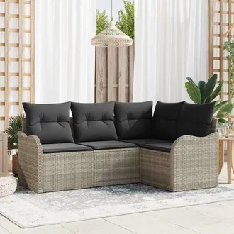 vidaXL Set Divano Da Giardino 4 Pcs Grigio Chiaro Poly Rattan - Vidaxl