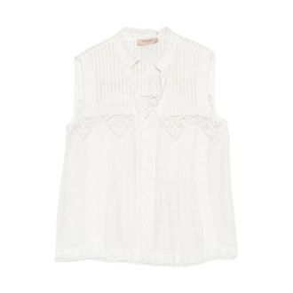 Twinset Sleeveless Tops, female, White, Size: XS Embroidered Tank Top