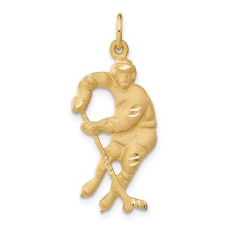 Diamond2Deal 14k Yellow Gold Hockey Player Charm