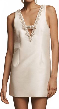 Sachin & Babi Sylvie Pearl-Trim V-Neck Mini Shift Dress In White