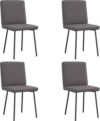 vidaXL Vidaxl - Sillas De Comedor 4 Unidades Cuero Sint&eacute;tico Gris