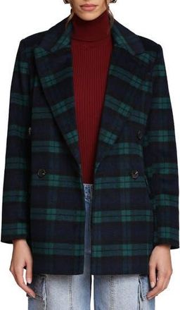 Avec Les Filles Blackwatch Plaid Double Breasted Blazer in Black Watch Plaid at Nordstrom Rack, Size Medium