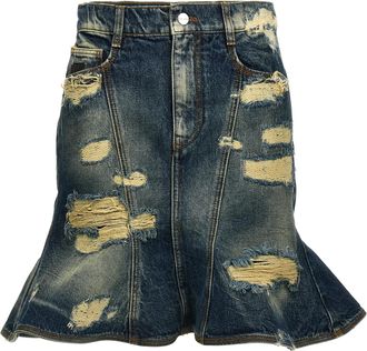 Marc Jacobs Womens The Rip And Repair Straight Jean Skirt
