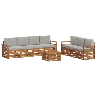 vidaXL Juegos De Sof&aacute;s Con Coj&iacute;n 8 Pcs Gris Natural Y Claro Vidaxl