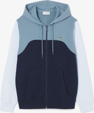 Lacoste Mens Zipped Colour Block Hoodie in Navy Cotton - Size X-Small