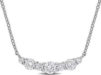 Mimi & Max Created Forever 1ct TW Lab-Grown Diamond Curved Bar Neckace Sterling Silver