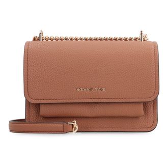 Michael Kors Cross Body Bags, female, Brown, Size: ONE SIZE Leather Crossbody Bag with Chain Strap