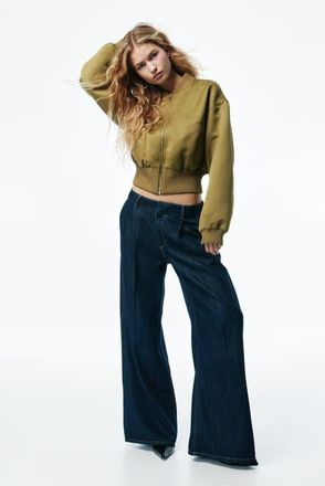 H&M Loose Fit Wide Regular Jeans in Dark Denim Blue at Nordstrom, Size 10