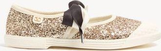 Valentino Garavani Bay By Bay Ballerina Trainers In Glitter Fabric Woman GOLD/IVORY 37.5