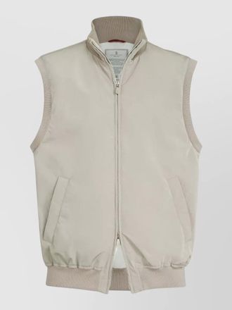 Brunello Cucinelli high-neck sleeveless quilted vest pockets
