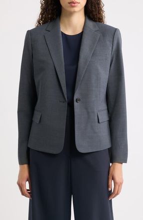 Theory Slim Fit Stretch Wool One Button Blazer in Lake Melange - 2Wd at Nordstrom, Size 00