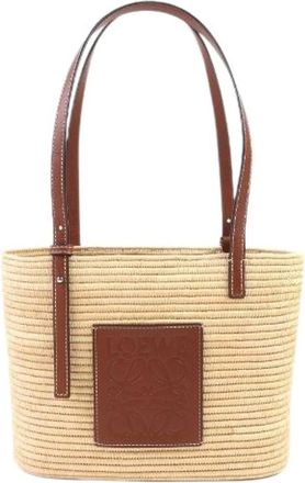 Loewe Pre-owned Tote Bags, female, Beige, Size: ONE SIZE Pre-owned Raffia Tote Bag