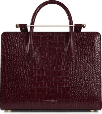 Strathberry Midi Croc Embossed Leather Tote in Burgundy at Nordstrom