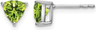 Diamond2Deal 14k White Gold Trillion Peridot Earrings
