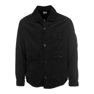 C.P. Company Light Jackets, male, Black, Size: S Light Jacket with Kent Collar