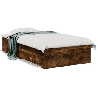Berkfield Home Bed Frame with Drawers without Mattress Smoked Oak 75x190 cm Small Single in Brown