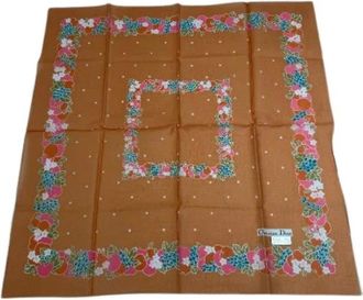 Dior Pre-owned Scarves, female, Orange, Size: ONE SIZE Pre-owned Vintage Silk Scarf