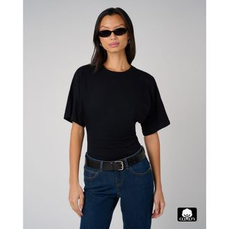 WeWoreWhat Cinched T-Shirt Bodysuit in Black at Nordstrom, Size Xx-Large