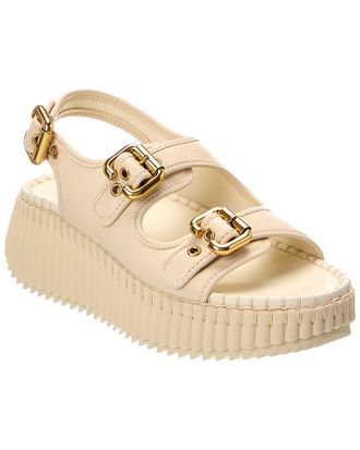 Chlo&eacute; Nama Leather Wedge Sandal