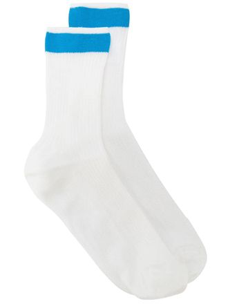 Valentino Silk Blend Ribbed Socks - White