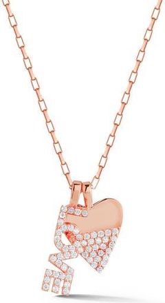 Sphera Milano Love Heart Pendant Necklace in Rose Gold at Nordstrom Rack