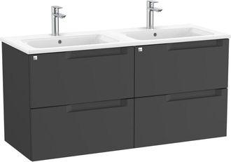 Roca Roca - Pack Mueble Base De 4 Cajones + Lavabo Doble Aleyda Color: Negro Mate
