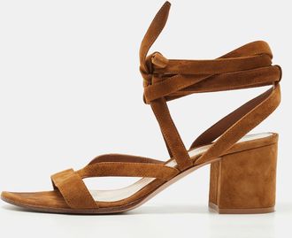 Gianvito Rossi Brown Suede Janis Ankle Sandals