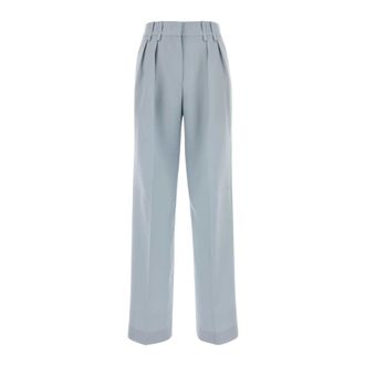 Jil Sander Wide Trousers, female, Blue, Size: XS Wool Gabardine Trousers