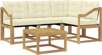 vidaXL Conjunto De Sof&aacute;s De Exterior 5 Uds. Blanco Y Crema Vidaxl