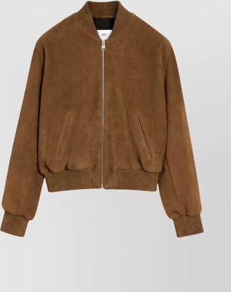 Ami ribbed collar blazer side pockets