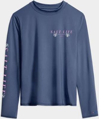 Salt Life Salty Marlin Badge Performance Long Sleeve Tee in Indigo Heather at Nordstrom, Size X-Large