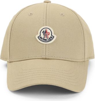 Moncler Caps, female, Beige, Size: ONE SIZE Cotton Gabardine Baseball Cap
