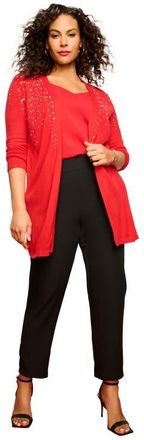 Roaman's Embellished Cardigan in Red Rhinestone Burst at Nordstrom, Size 36