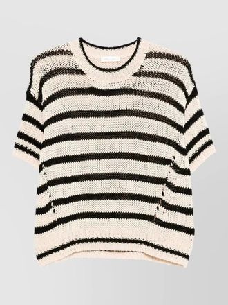 Roberto Collina crew neck knitted striped short sleeve top
