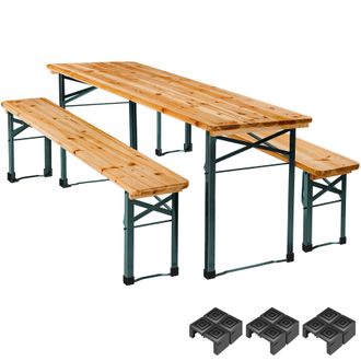 TecTake Picnic Table & Benches Sissi - 3-piece, foldable in Brown | Size: XL