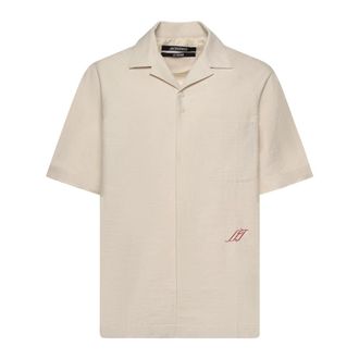Jacquemus Short Sleeve Shirts, male, Beige, Size: L Romarin Short Sleeve Shirt
