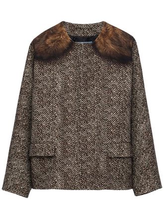 Prada Jack met enkele rij knopen en print - Bruin