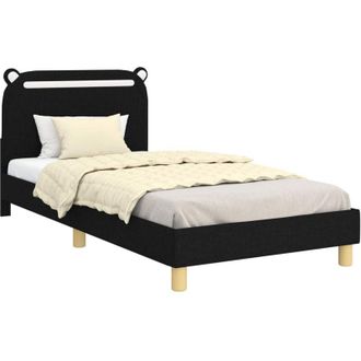 vidaXL Cama Para Ni&ntilde;os Con Cabecero Negro 80 X 200 Cm Tela Vidaxl
