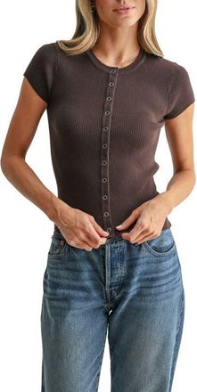 All in Favor Cap Sleeve Rib Knit Cardigan Top in Espresso at Nordstrom, Size Xx-Small
