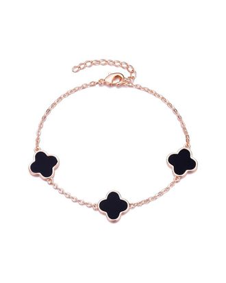 Adornia Adornia 14K Rose Gold Plated Black Clover Station Bracelet
