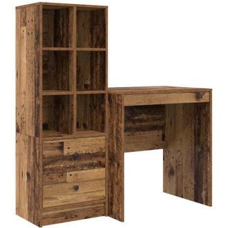 vidaXL Escritorio Con Almacenamiento Con Caj&oacute;n 2 Pcs Madera Vieja Vidaxl