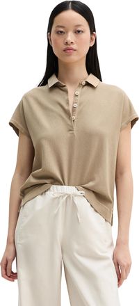 Marc O'Polo Poloshirt MARC OPOLO, Damen, Gr. XL, earthy taupe, Jersey, Obermaterial: 100% Baumwolle, oversize, Shirts Poloshirt, oversized, aus leichtem Jersey
