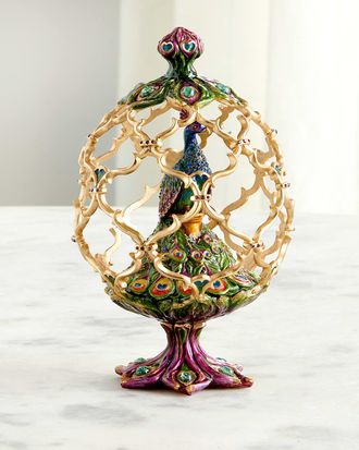 Jay Strongwater Decorative Peacock Egg